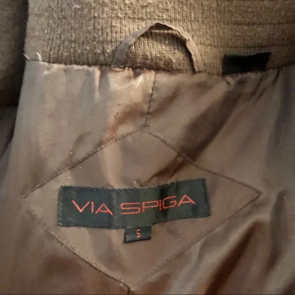 Via Spiga brown puffer jacket removable fox fur hood, Small - Picture 7 of 8